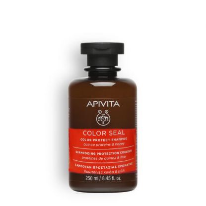 Εικόνα της APIVITA SHAMPOO COLOR SEAL 250ML  Apivita Color Seal Color Protect Shampoo Σαμπουάν Προστασίας Χρώματος Πρωτεΐνες Κινόα & Μέλι, 250ml