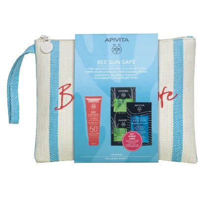 Εικόνα της APIVITA SET BEE SUN SAFE HYDRA SENSITIVE SOOTHING FACE CREAM SPF50+ 50ml + ΔΩΡΟ EXPRESS BEAUTY FACE MASK ALOE 2x8ml + EXPRESS BEAUTY HAIR MASK ME ΥΑΛΟΥΡΟΝΙΚΟ ΟΞΥ 20ml.