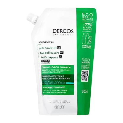 Εικόνα της VICHY DERCOS ANTI-PELLICULAIRE REFILL NORMAL OILY HAIR 500ML -Σαμπουάν κατά της Πιτυρίδας για Κανονικά Μαλλιά 500ml