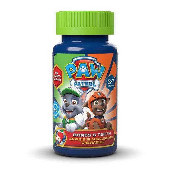 Εικόνα της PAW PATROL BONES & TEETH ΜΗΛΟ & ΦΡΑΓΚΟΣΤΑΦΥΛΟ 60CHEW.  Health Fuel Paw Patrol Bones & Teeth Chewables Βιταμίνη Για Παιδιά 3-7 Ετών Με Γεύση Μήλο & Φραγκοστάφυλλο 60 Μασώμενα Δισκία