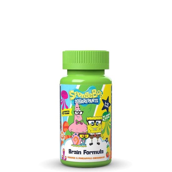 Εικόνα της   HEALTH FUEL SPONGE BOB BRAIN FORMULA 60Τ    Health Fuel Sponge Bob Brain Formula Για Ενίσχυση της Πνευματικής Απόδοσης των Παιδιών Πορτοκάλι/Ανανάς 3-12 Ετών, 60 Μασώμενα Δισκία
