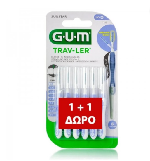 Εικόνα της GUM 1312 TRAV-LER ΜΕΣΟΔΟΝΤΙΑ ΒΟΥΡΤΣΑΚΙΑ 0.6MM ΣΕ ΛΙΛΑ ΧΡΩΜΑ 2Χ6 ΤΕΜΑΧΙΑ 1+1 ΔΩΡΟ.