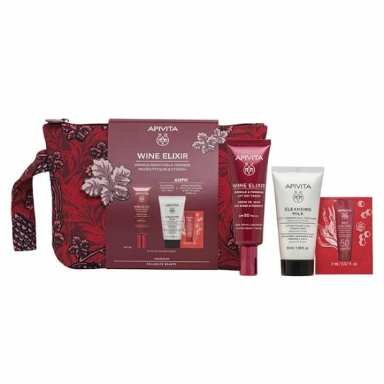 Picture of APIVITA WINE ELIXIR LIFT DAY CREAM SPF30 PROMO      Ημέρας SPF30 Για Σύσφιξη & Lifting, 40ml & Δώρο Γαλάκτωμα Καθαρισμού 3σε1, 50ml & Bee Sun Safe Κρέμα Προσώπου Κατά Των Πανάδων & Των Ρυτίδων SPF50, 2ml, 1σετApivita Promo Pack με Wine Elixir Αντιρυτιδική