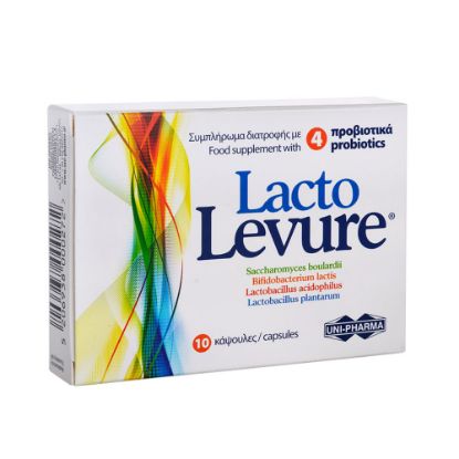 Εικόνα της  UNI-PHARMA LACTO LEVURE 10 CAPS  Uni Pharma Lacto Levure Τρόφιμο ειδικής διατροφής με 4 προβιοτικά, 10 caps