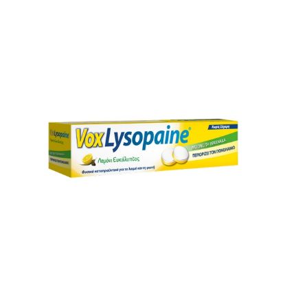 Εικόνα της LYSOPAINE VOX LEMON+EYCALYPTOYS 18TABS   Vox Lysopaine με Γεύση Λεμόνι-Ευκάλυπτος 18τεμ