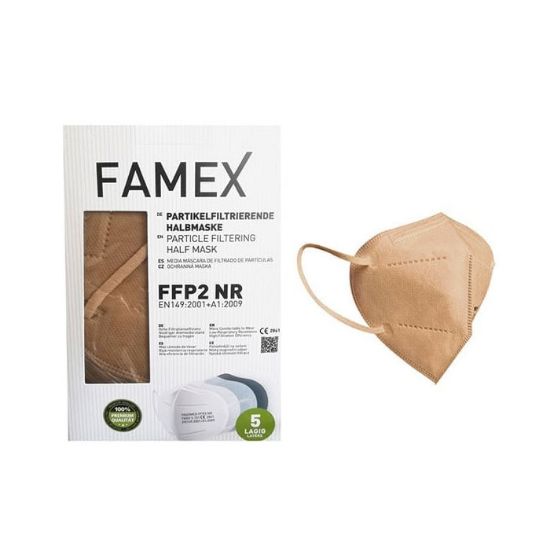 Εικόνα της FAMEX ΜΑΣΚΕΣ ΕΝΗΛΙΚΩΝ FFP2 ΜΠΕΖ 10ΤΕΜ.