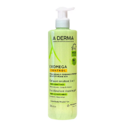 Εικόνα της A-DERMA EXOMEGA CONTROL GEL LAVANT 2 IN 1, Μαλακτικό Τζελ Καθαρισμού 2 σε 1 για το Ατοπικό Δέρμα με Αντλία για Μαλλιά & Σώμα, 500ML