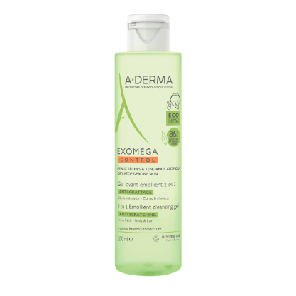 Εικόνα της A-DERMA EXOMEGA CONTROL  GEL LAVANT 2IN 1 200ML Ενυδατικό Τζελ Καθαρισμού 2 σε 1 για Ατοπικό / Ξηρό Δέρμα για Σώμα & Μαλλιά, 200ML